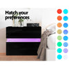 Artiss Bedside Table 2 Drawers RGB LED Side Nightstand High Gloss Cabinet Black Deals499