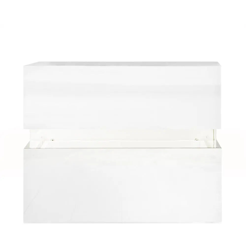 Artiss Bedside Table 2 Drawers RGB LED Side Nightstand High Gloss Cabinet White Deals499