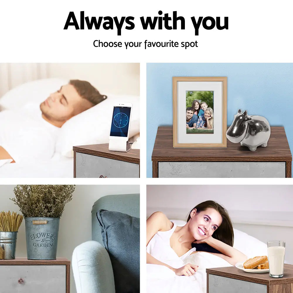 Artiss Bedside Table with Drawer - Grey & Walnut Deals499