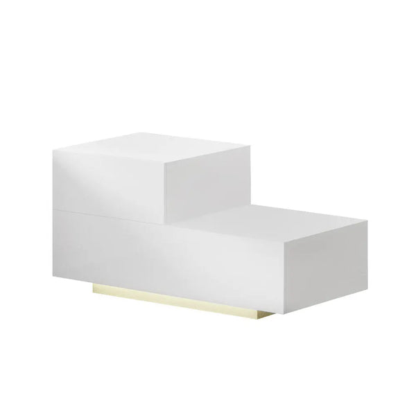 Artiss Bedside Tables 2 Drawers Side Table RGB LED High Gloss Nightstand White Deals499