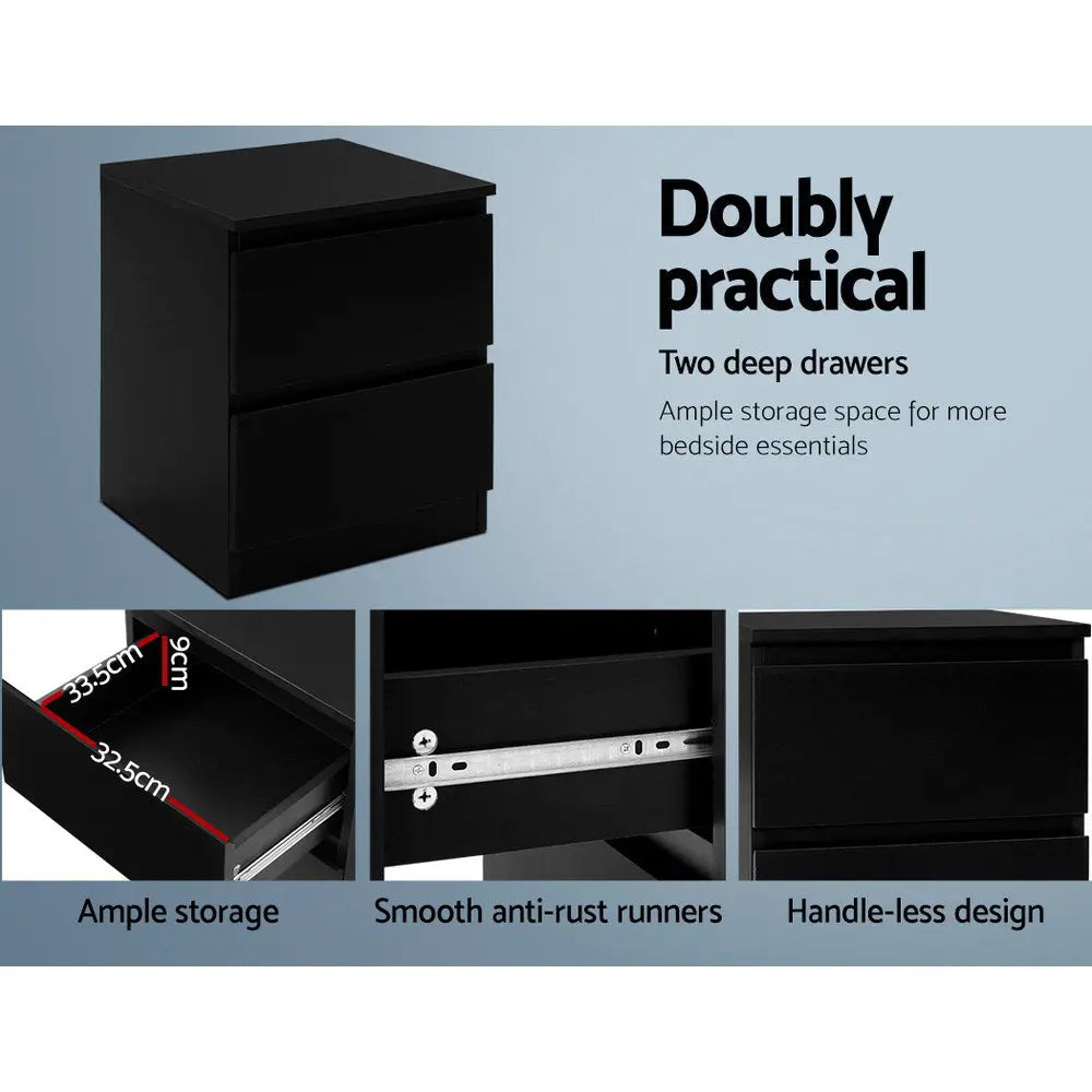 Artiss Bedside Tables Drawers Side Table Bedroom Furniture Nightstand Black Lamp Deals499