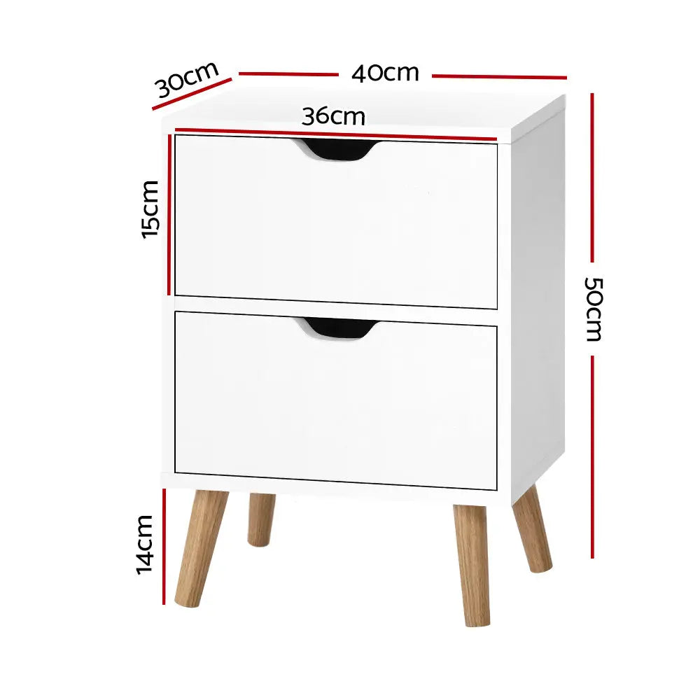 Artiss Bedside Tables Drawers Side Table Nightstand White Storage Cabinet Wood Deals499