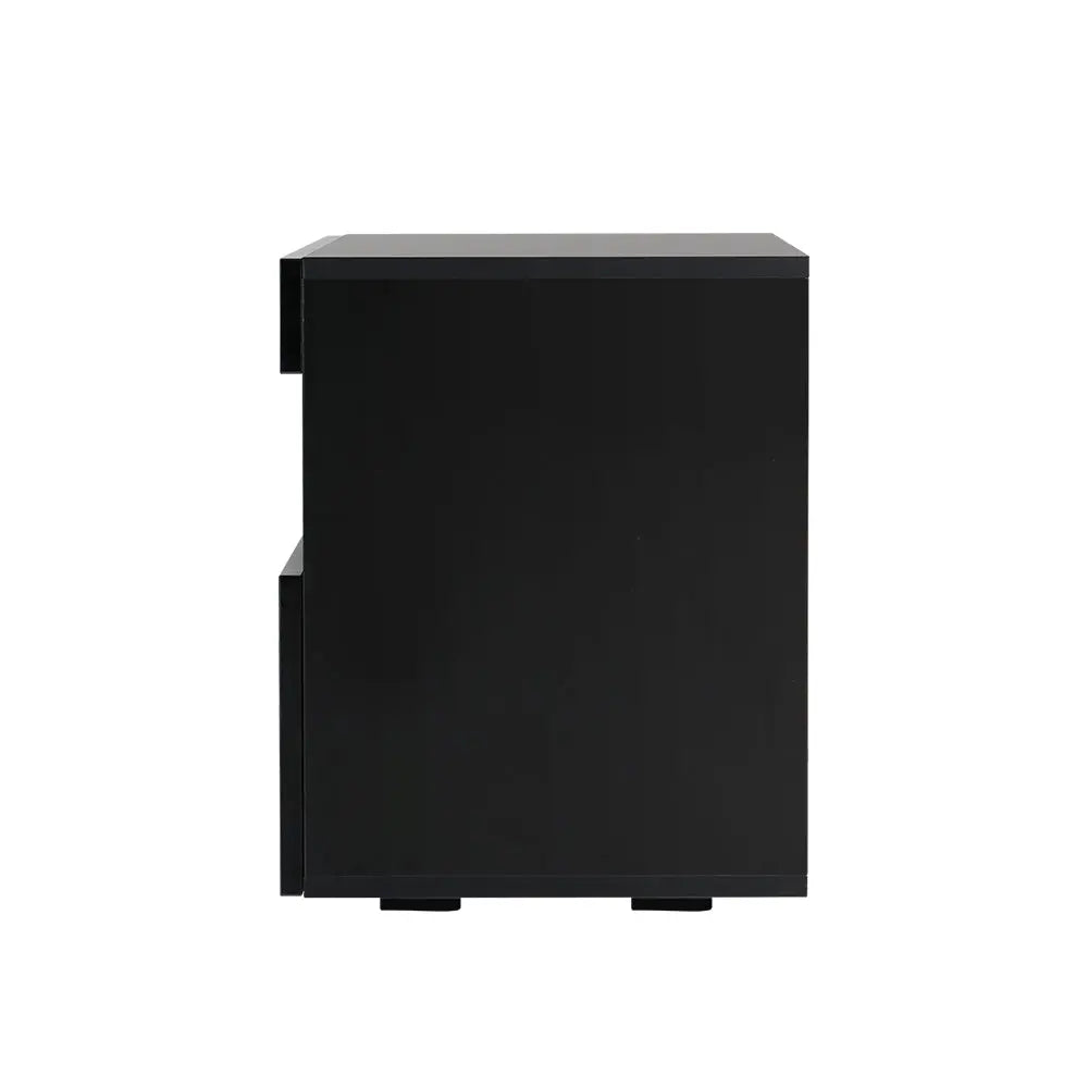 Artiss Bedside Tables Drawers Side Table RGB LED High Gloss Nightstand Black Deals499