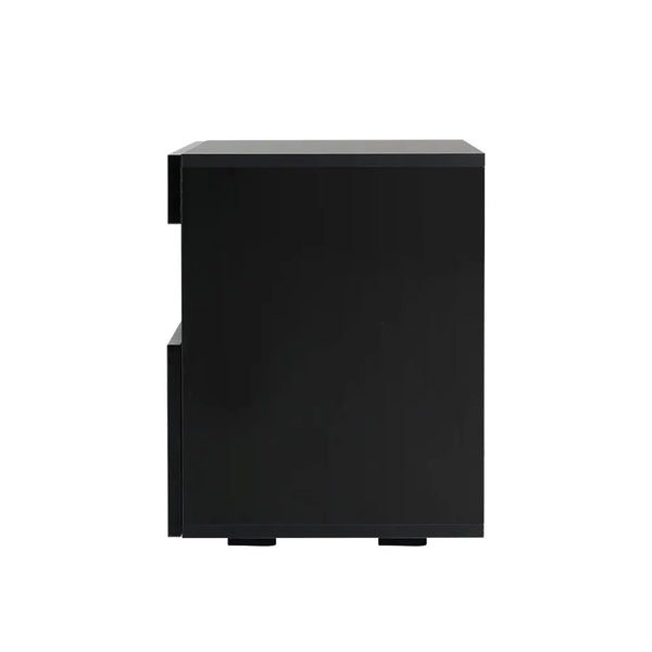 Artiss Bedside Tables Drawers Side Table RGB LED High Gloss Nightstand Black Deals499