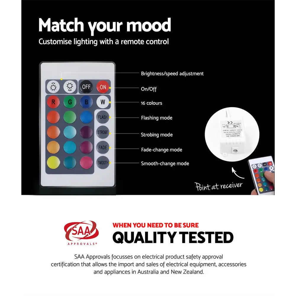 Artiss Bedside Tables Drawers Side Table RGB LED High Gloss Nightstand Black Deals499