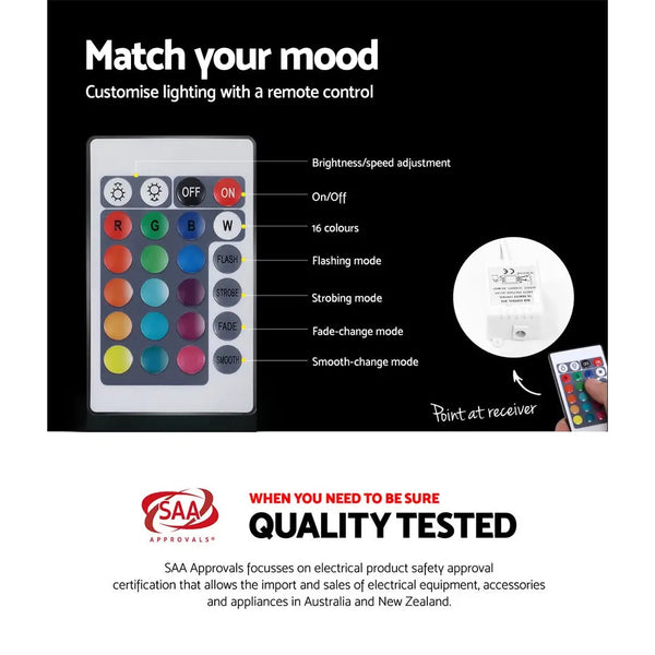 Artiss Bedside Tables Drawers Side Table RGB LED High Gloss Nightstand Black Deals499