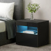 Artiss Bedside Tables Drawers Side Table RGB LED High Gloss Nightstand Black Deals499
