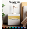 Artiss Bedside Tables Drawers Side Table RGB LED High Gloss Nightstand White Deals499
