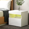 Artiss Bedside Tables Drawers Side Table RGB LED High Gloss Nightstand White Deals499