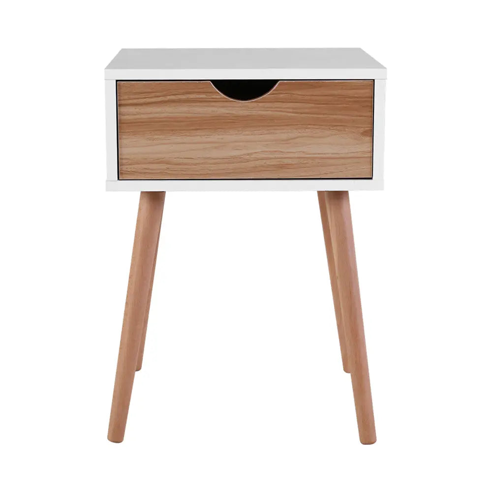 Artiss Bedside Tables Drawers Side Table Storage Cabinet Nightstand Solid Wood Legs Bedroom White Deals499