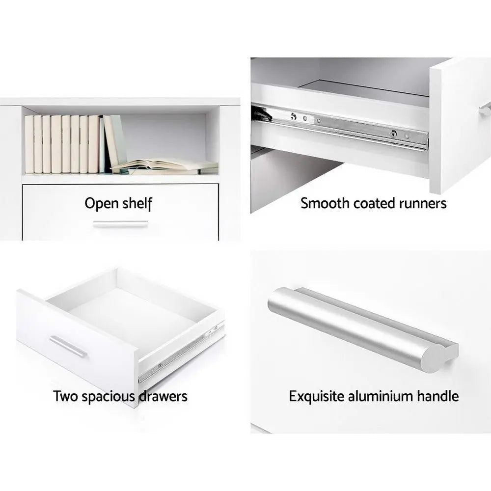 Artiss Bedside Tables Drawers Storage Cabinet Drawers Side Table White Deals499