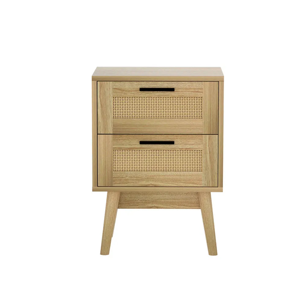 Artiss Bedside Tables Rattan 2 Drawers Side Table Nightstand Storage Cabinet Deals499