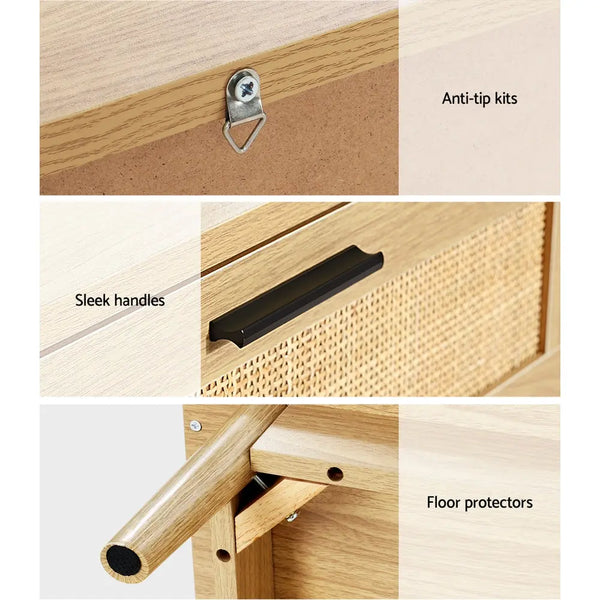 Artiss Bedside Tables Rattan 2 Drawers Side Table Nightstand Storage Cabinet Deals499