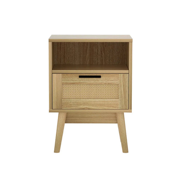 Artiss Bedside Tables Rattan Drawers Side Table Nightstand Storage Cabinet Wood Deals499