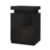 Artiss Bedside Tables Side Table 3 Drawers RGB LED High Gloss Nightstand Black Deals499