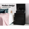 Artiss Bedside Tables Side Table 3 Drawers RGB LED High Gloss Nightstand Black Deals499