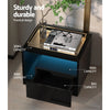 Artiss Bedside Tables Side Table RGB LED Drawers High Gloss Nightstand Black Deals499