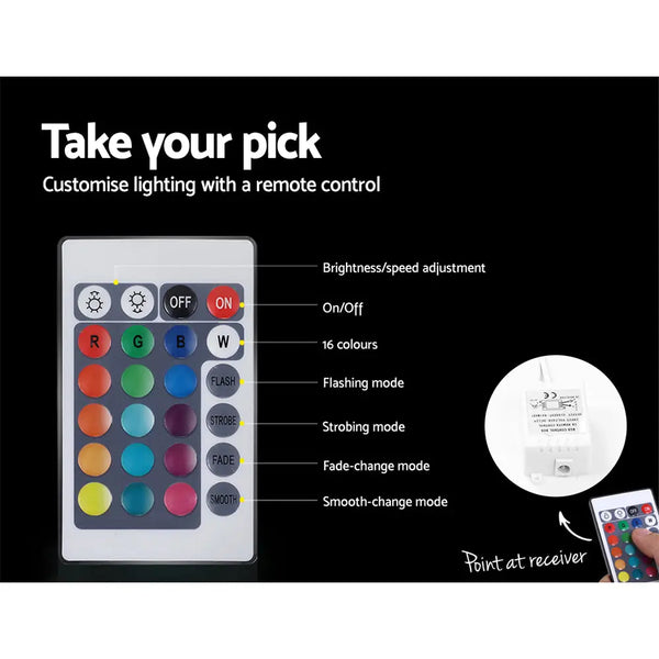 Artiss Bedside Tables Side Table RGB LED Drawers High Gloss Nightstand Black Deals499