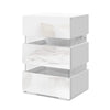 Artiss Bedside Tables Side Table RGB LED Lamp 3 Drawers Nightstand Gloss White Deals499