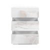 Artiss Bedside Tables Side Table RGB LED Lamp 3 Drawers Nightstand Gloss White Deals499