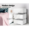 Artiss Bedside Tables Side Table RGB LED Lamp 3 Drawers Nightstand Gloss White Deals499