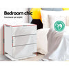 Artiss Bedside Tables Side Table RGB LED Lamp 3 Drawers Nightstand Gloss White Deals499