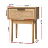 Artiss Bedside Tables Table 1 Drawer Storage Cabinet Rattan Wood Nightstand Deals499