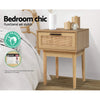 Artiss Bedside Tables Table 1 Drawer Storage Cabinet Rattan Wood Nightstand Deals499