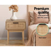 Artiss Bedside Tables Table 1 Drawer Storage Cabinet Rattan Wood Nightstand Deals499