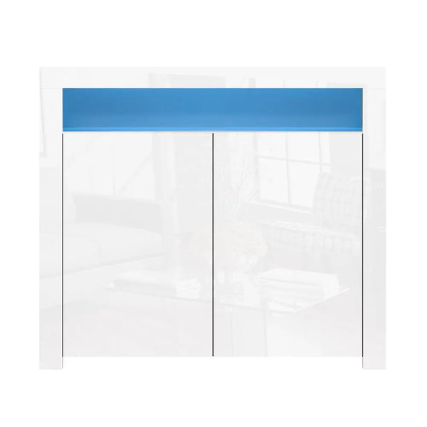 Artiss Buffet Sideboard Cabinet LED High Gloss Storage Cupboard 2 Doors White Deals499