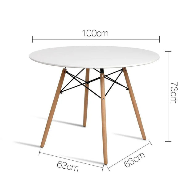 Artiss Dining Table 4 Seater Round Replica DSW Eiffel Kitchen Timber White Deals499