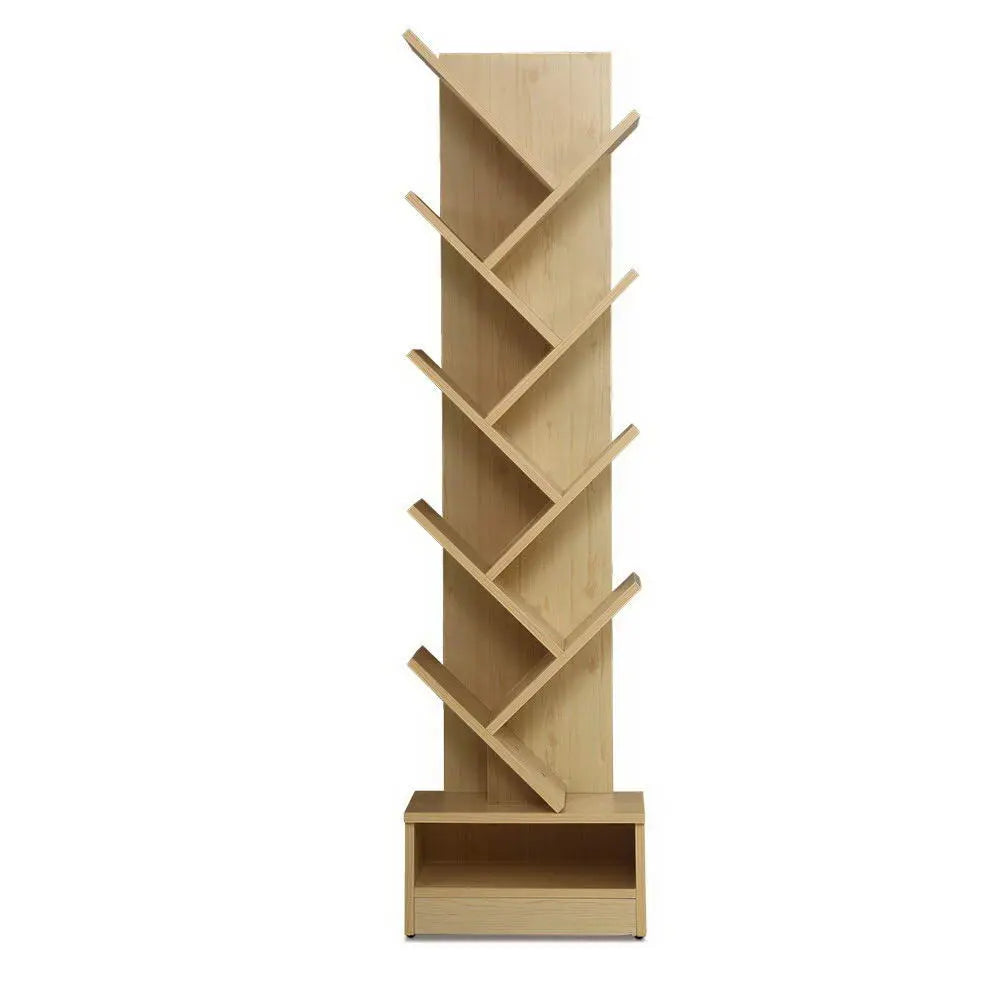 Artiss Display Shelf 9-Shelf Tree Bookshelf Book Storage Rack Bookcase Natural Deals499