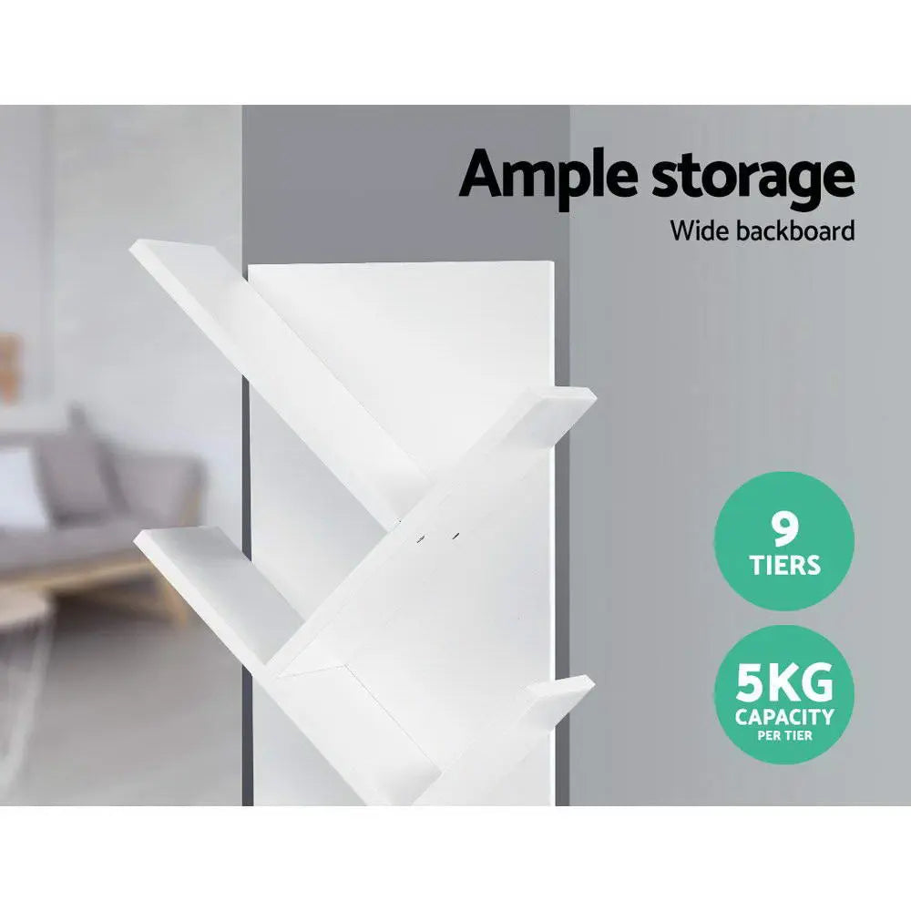 Artiss Display Shelf 9-Shelf Tree Bookshelf Book Storage Rack Bookcase White Deals499