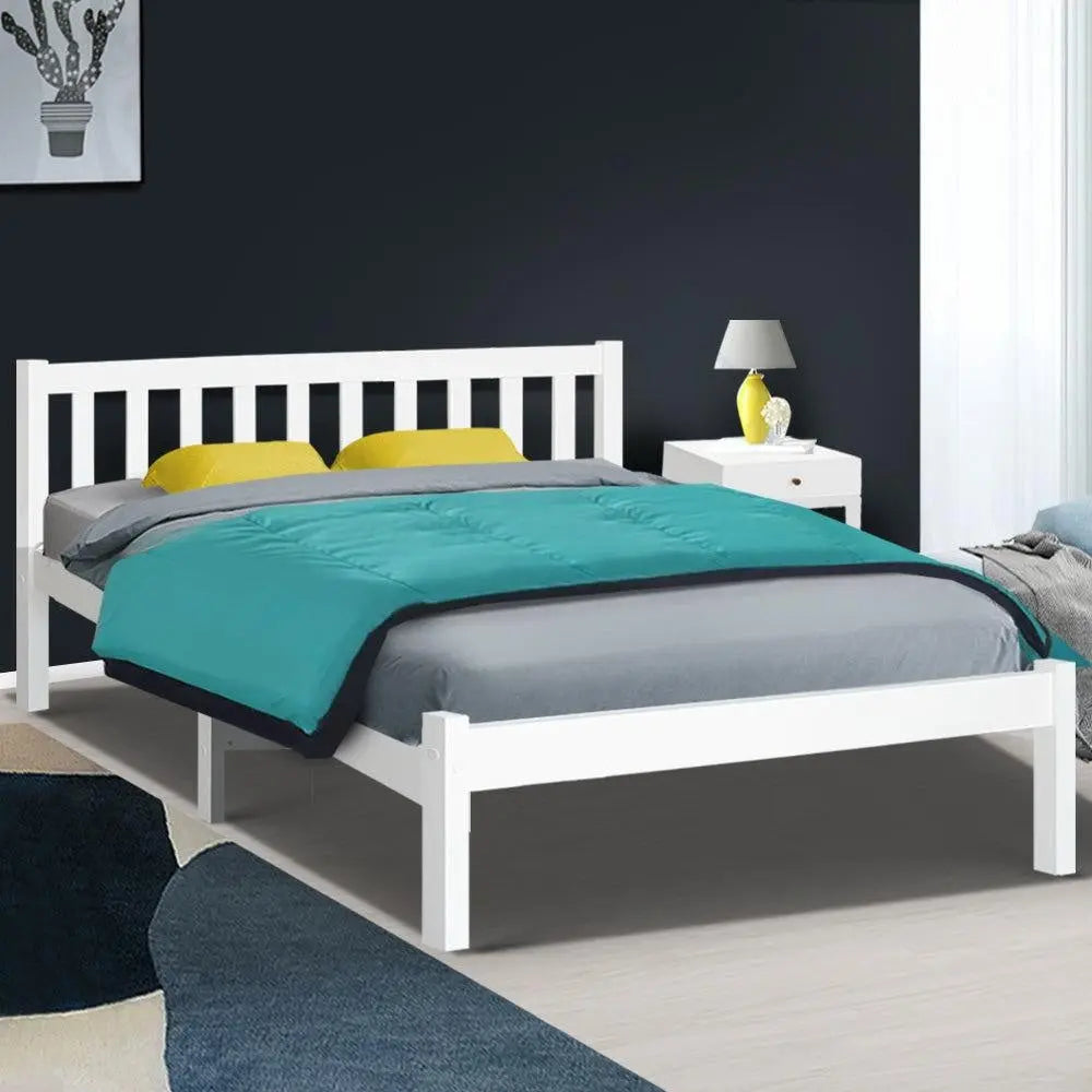 Artiss Double Full Size Wooden Bed Frame SOFIE Pine Timber Mattress Base Bedroom Deals499