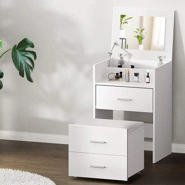 Artiss Dressing Table Bedside Tables 2-in-1 Set Hidden Makeup Mirror Storage Drawers Deals499