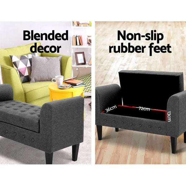 Artiss Fabric Storage Ottoman - Grey Deals499