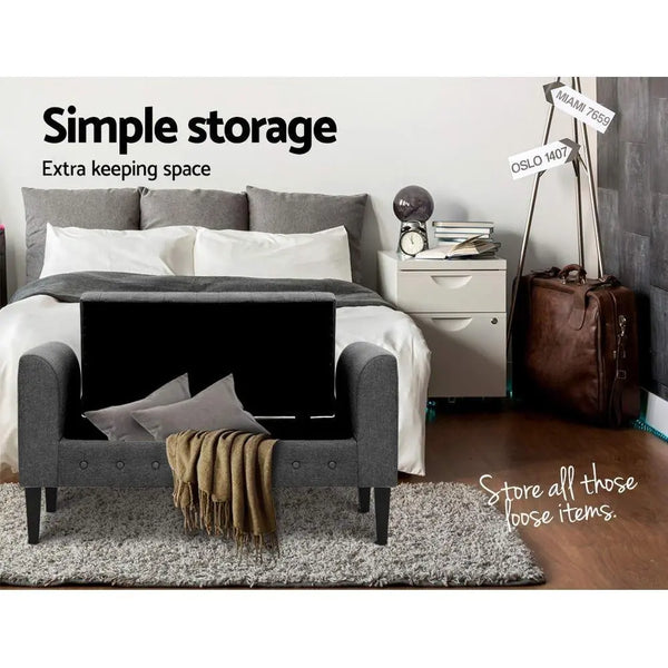 Artiss Fabric Storage Ottoman - Grey Deals499