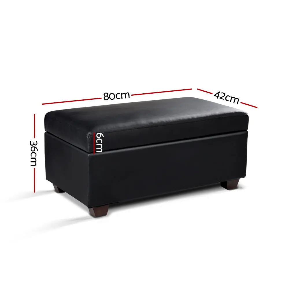 Artiss Faux PU Leather Storage Ottoman - Black Deals499