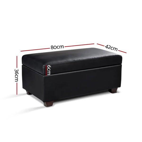 Artiss Faux PU Leather Storage Ottoman - Black Deals499