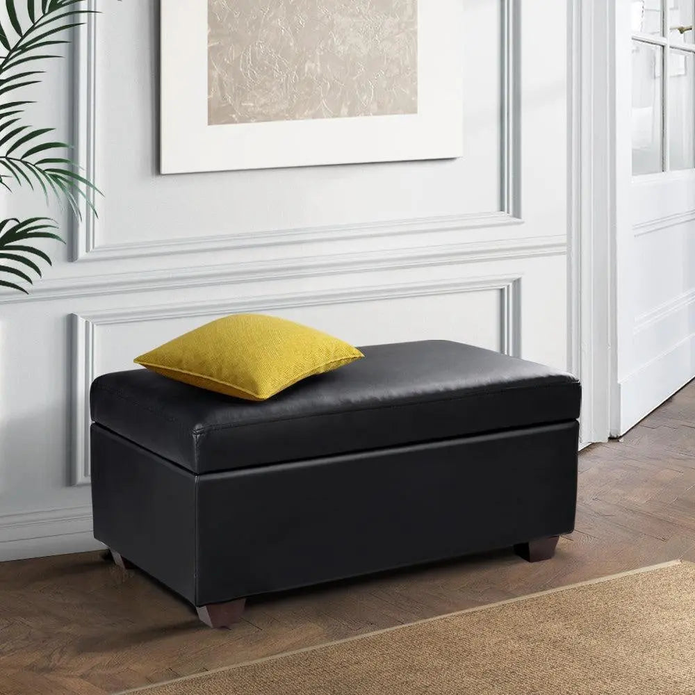 Artiss Faux PU Leather Storage Ottoman - Black Deals499