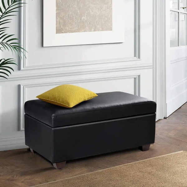 Artiss Faux PU Leather Storage Ottoman - Black Deals499