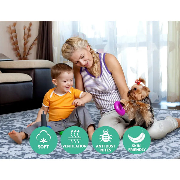 Artiss Floor Rugs Large 120x170 Area Rug Vintage Carpet Mat Soft Blue Bedroom Deals499