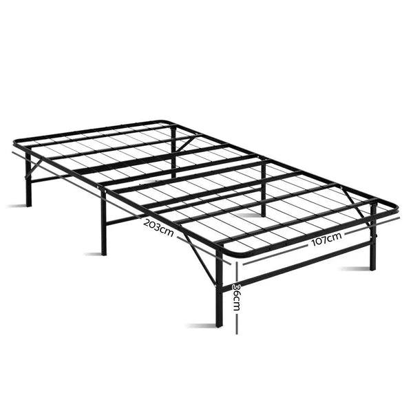 Artiss Foldable King Single Metal Bed Frame - Black Deals499