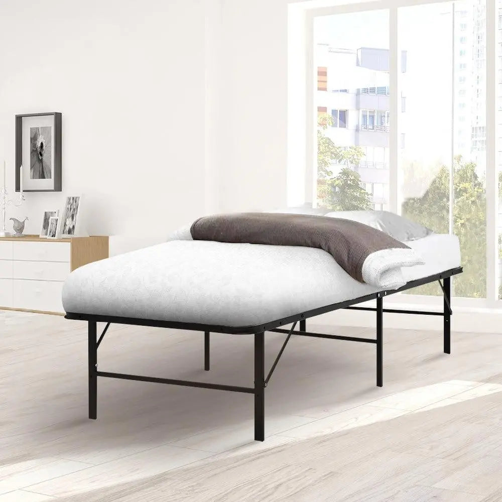 Artiss Foldable King Single Metal Bed Frame - Black Deals499