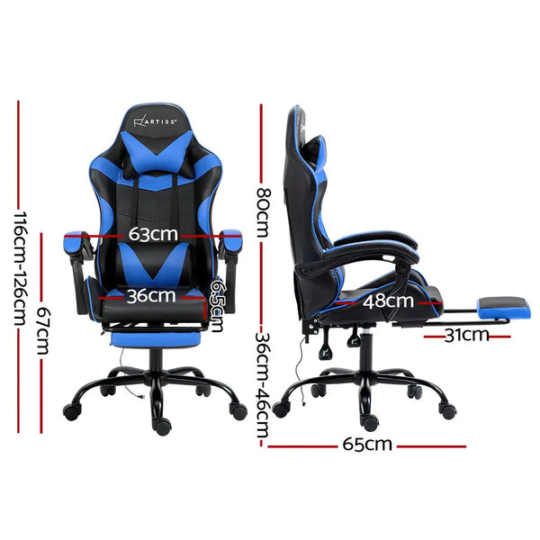 Artiss Gaming Chairs Massage Racing Recliner Leather Office Chair Footrest Deals499