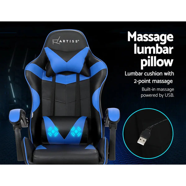 Artiss Gaming Chairs Massage Racing Recliner Leather Office Chair Footrest Deals499