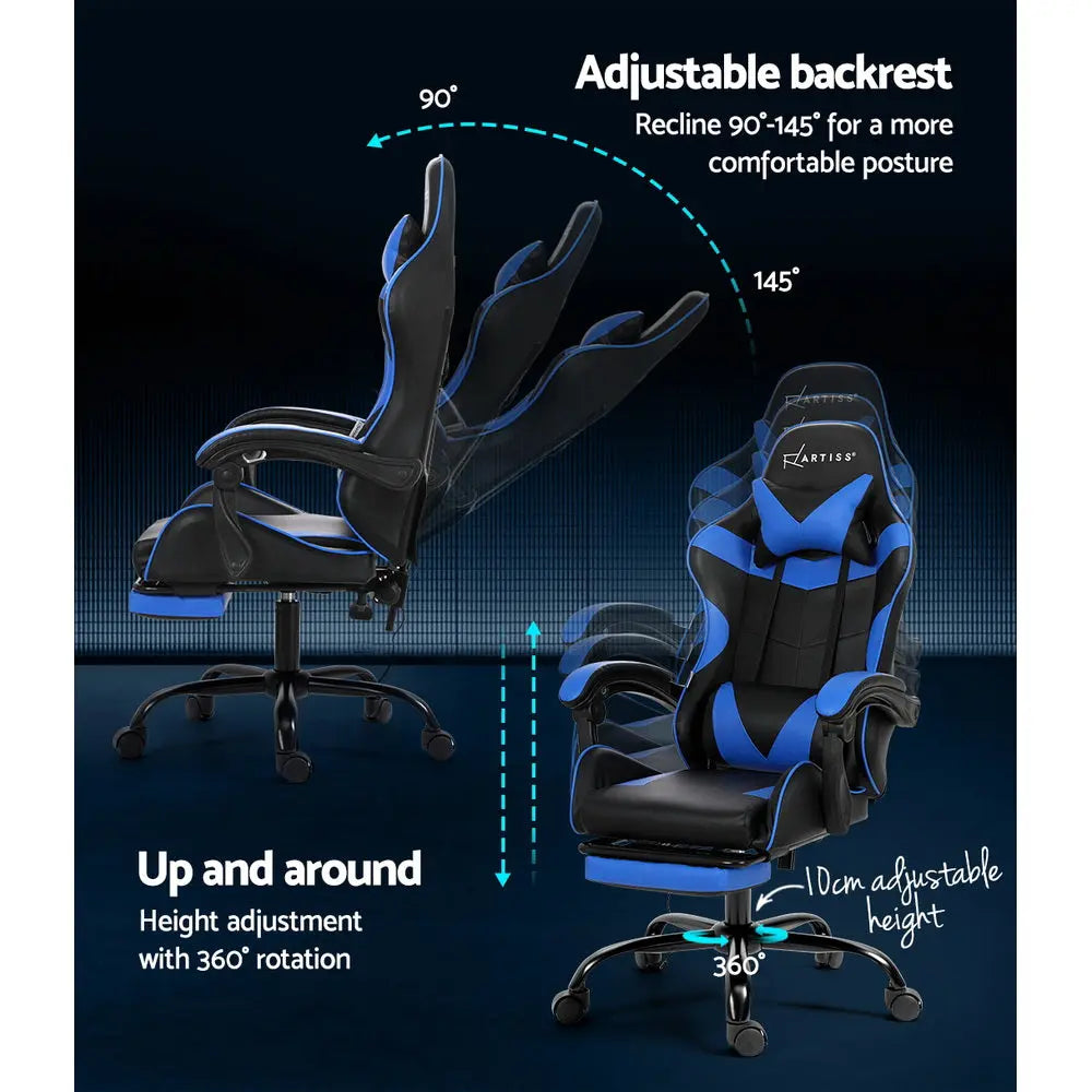 Artiss Gaming Chairs Massage Racing Recliner Leather Office Chair Footrest Deals499