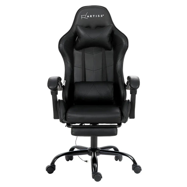 Artiss Gaming Chairs Massage Racing Recliner Leather Office Chair Footrest Black Deals499