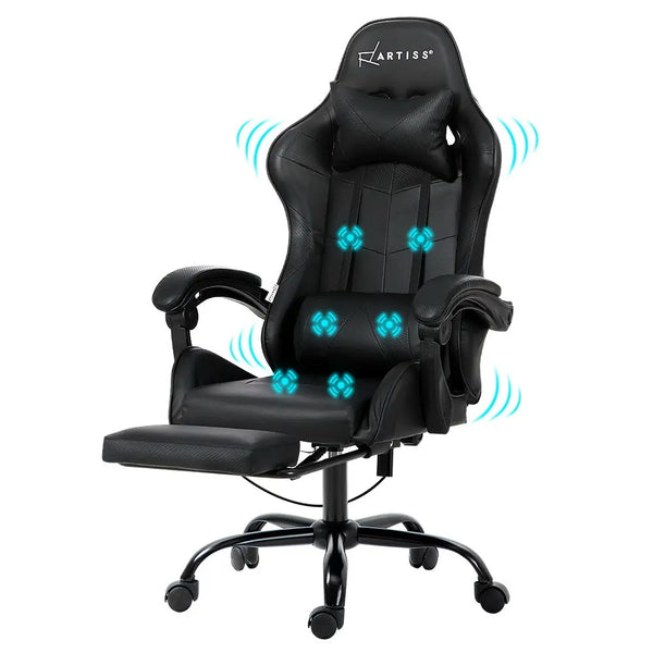 Artiss Gaming Office Chair Racing Massage Computer Seat Footrest Leather Deals499