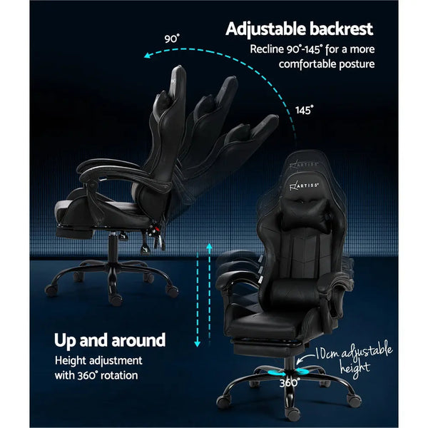Artiss Gaming Office Chair Racing Massage Computer Seat Footrest Leather Deals499